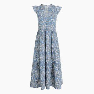 NWT J. Crew Tiered Midi Dress in Retro Blue - 2X